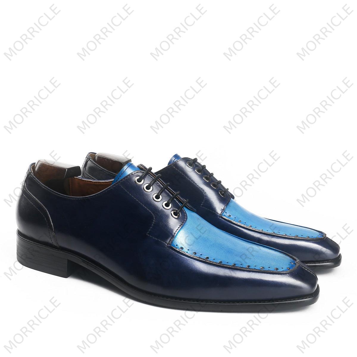 Luxury Two Tone Square Toe Derby Shoes -  by Morricle - 032-319H, Derby, Exotic