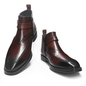 Retro Hand Sewn Ankle Boots with Buckle