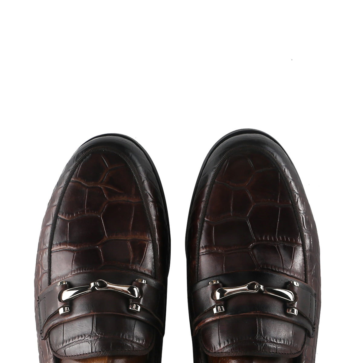 Exotic Embossed Crocodile Skin Horsebit Loafers