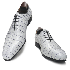 Luxury Crocodile Pattern Plain Toe Oxford Shoes