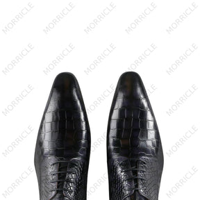 Luxurious Lace Up Crocodile Derby Shoes -  by Morricle - 031-DM36A, Derby, Exotic
