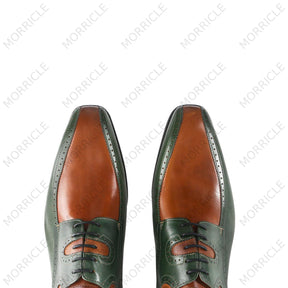Handpainted Two Tone Square Toe Derby Shoes