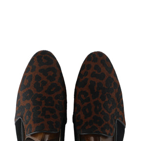 Fancy Leopard Print Suede Slipper Loafers