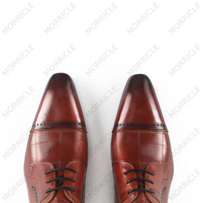 Plaid Print Cap Toe Derby Shoes -  by Morricle - 168-369, Classic, Derby